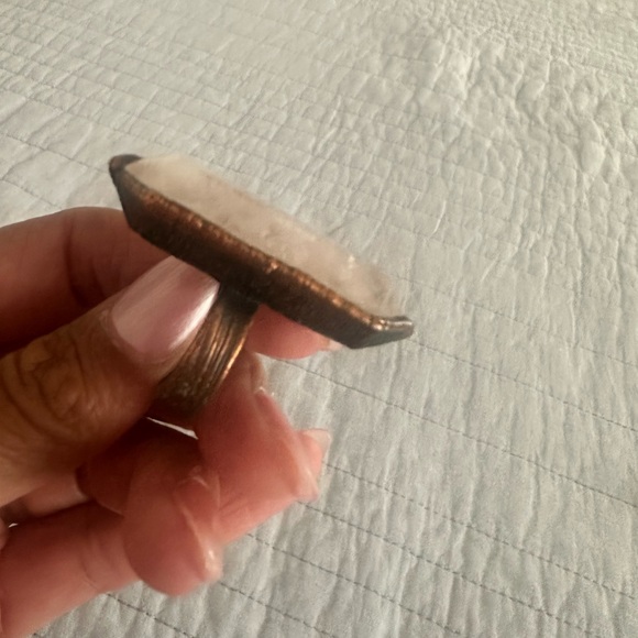 Pink Rose Quartz Crystal Point Ring - Picture 3 of 5